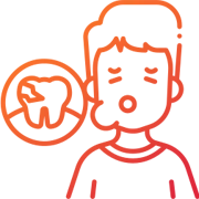 Emergency dental care icon showing a patient with tooth pain symbol.